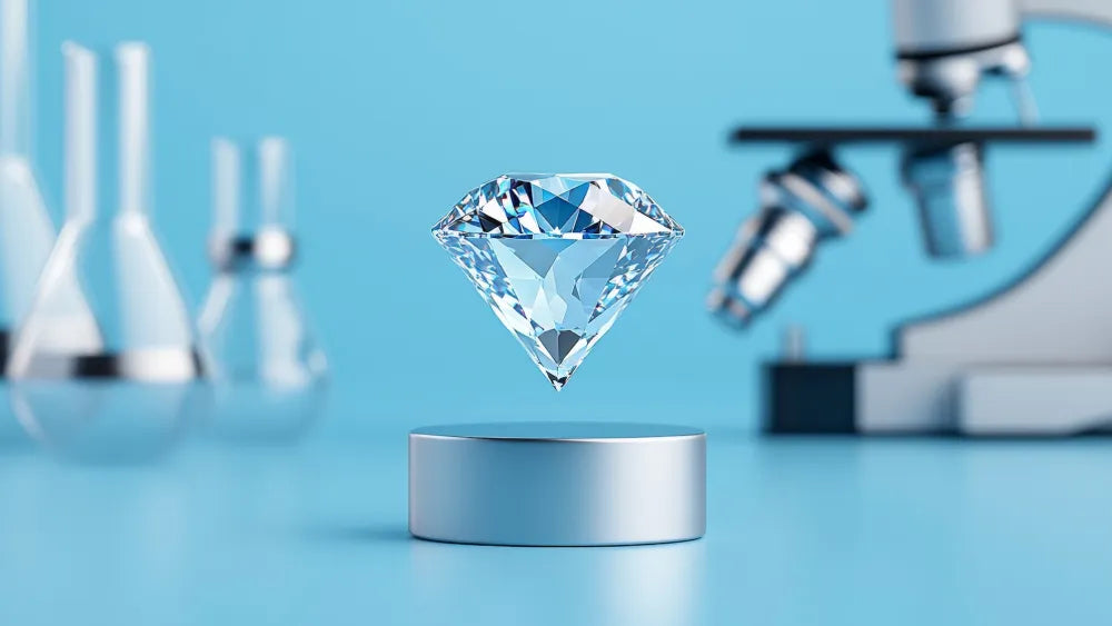 Close-up van een lab grown diamant in 925 zilver – Lab Jewels